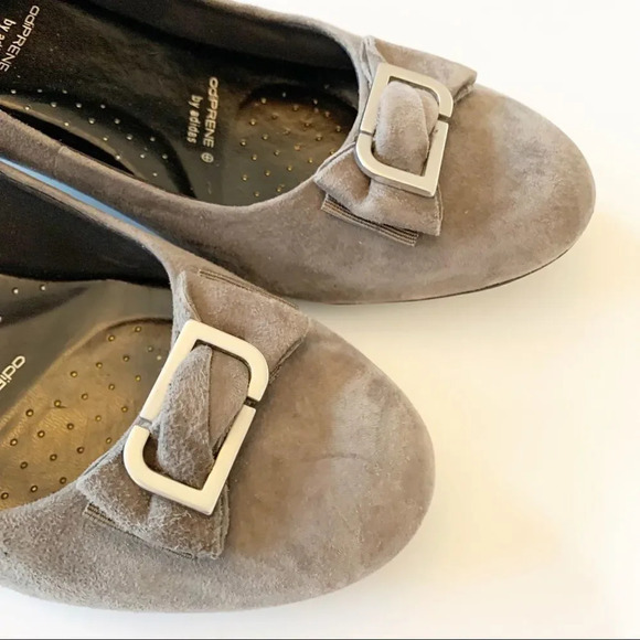 Rockport Grey Suede Wedge Pumps Adiprene by Adidas Heels Bow Workwear Size 10 - Picture 6 of 11